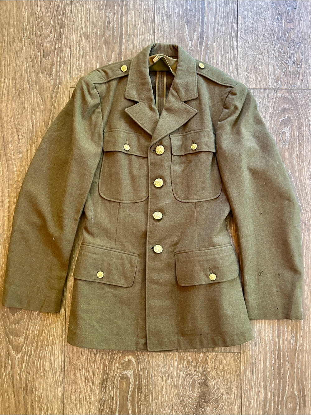 Vintage U.S. Army Style Military Jacket – Scovill Eagle Buttons – Olive Green